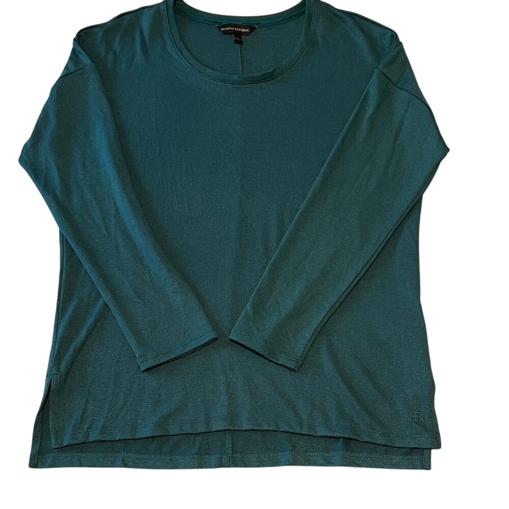 Banana Republic Womens M Teal Minimalist Long Sleeve Knit Tunic Top